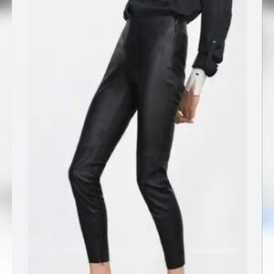Zara Faux Leather High Waist Elegant Black Women's Pants